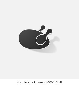 Sticker paper products realistic element design illustration grilled chicken