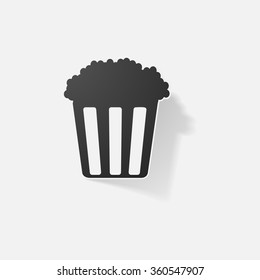 Sticker paper products realistic element design illustration popcorn