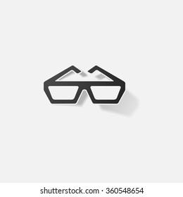 Sticker paper products realistic element design illustration glasses for cinema