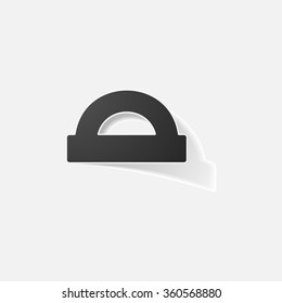 Sticker paper products realistic element design illustration protractor