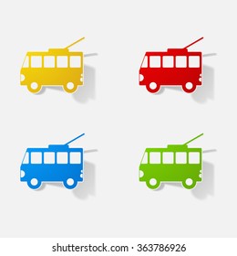 Sticker paper products realistic element design illustration tram