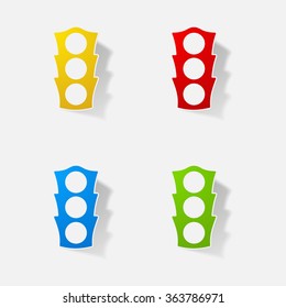 Sticker paper products realistic element design illustration traffic light 