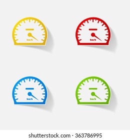 Sticker paper products realistic element design illustration speedometer