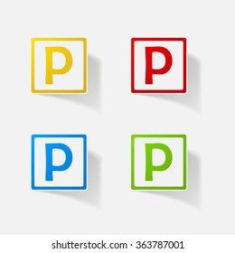 Sticker paper products realistic element design illustration parking symbol
