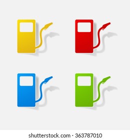 Sticker paper products realistic element design illustration Gas Station