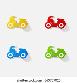 Sticker paper products realistic element design illustration motorcycle