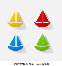 Sticker paper products realistic element design illustration boat