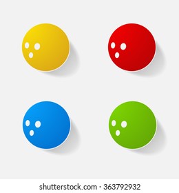 Sticker paper products realistic element design illustration bowling