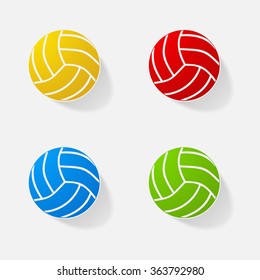 Sticker paper products realistic element design illustration volleyball
