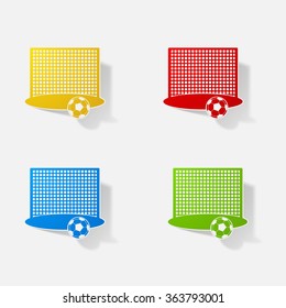 Sticker paper products realistic element design illustration soccer ball gates
