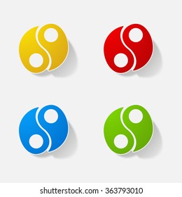 Sticker paper products realistic element design illustration Yin Yang