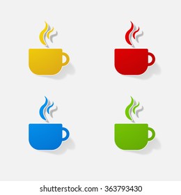 Sticker paper products realistic element design illustration coffee