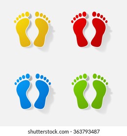 Sticker paper products realistic element design illustration footprint