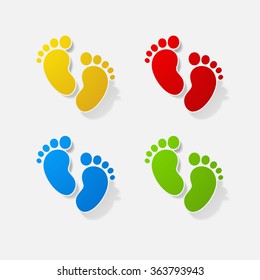 Sticker paper products realistic element design illustration children's footprint