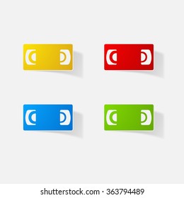 Sticker paper products realistic element design illustration cassette VCR
