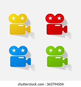 Sticker paper products realistic element design illustration video camera camcorder