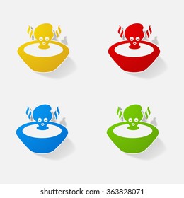 Sticker paper products realistic element design illustration girl in spa