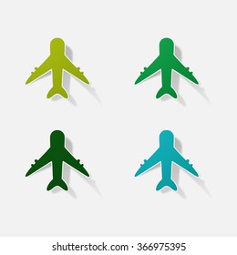 Sticker paper products realistic element design illustration airplane
