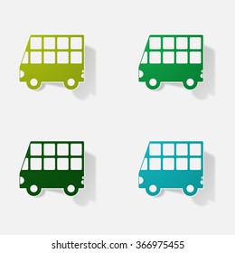 Sticker paper products realistic element design illustration bus 