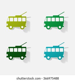 Sticker paper products realistic element design illustration tram