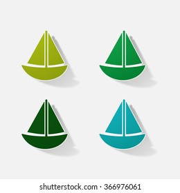 Sticker paper products realistic element design illustration boat