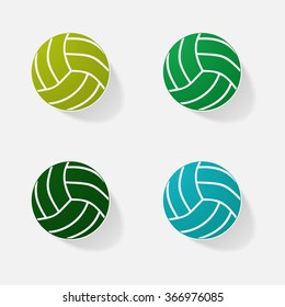 Sticker paper products realistic element design illustration volleyball