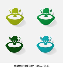 Sticker paper products realistic element design illustration girl in spa
