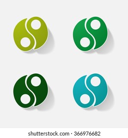 Sticker paper products realistic element design illustration Yin Yang