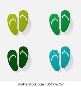 Sticker paper products realistic element design illustration Sandals