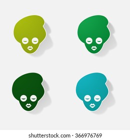 Sticker paper products realistic element design illustration girl