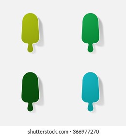 Sticker paper products realistic element design illustration ice cream