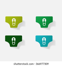 Sticker paper products realistic element design illustration children's diaper