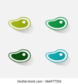 Sticker paper products realistic element design illustration steak