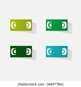 Sticker paper products realistic element design illustration cassette VCR