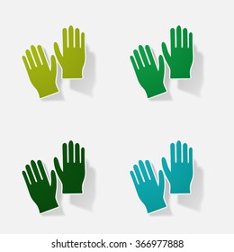 Sticker paper products realistic element design illustration hands