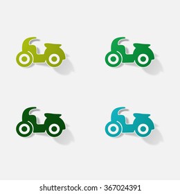 Sticker paper products realistic element design illustration motorcycle