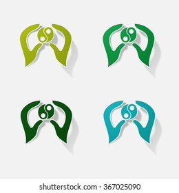 Sticker paper products realistic element design illustration hands