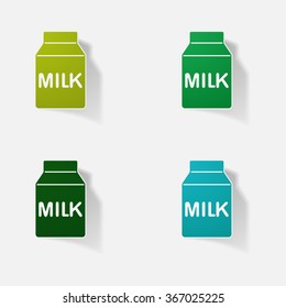 Sticker paper products realistic element design illustration pack of milk