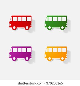 Sticker paper products realistic element design illustration bus 