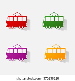 Sticker paper products realistic element design illustration tram