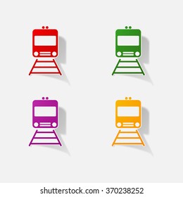 Sticker paper products realistic element design illustration tram