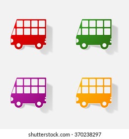 Sticker paper products realistic element design illustration bus 