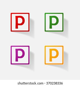 Sticker paper products realistic element design illustration parking symbol
