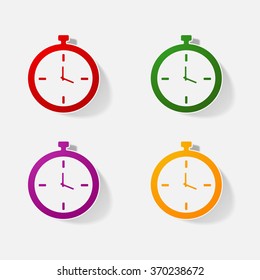 Sticker paper products realistic element design illustration stopwatch