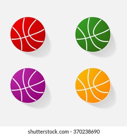 Sticker paper products realistic element design illustration basketball