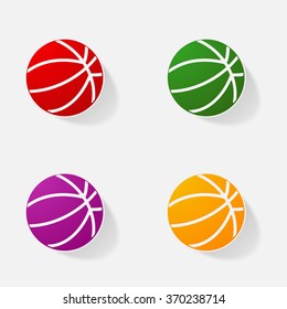 Sticker paper products realistic element design illustration basketball