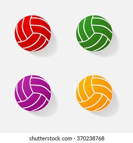 Sticker paper products realistic element design illustration volleyball