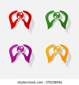 Sticker paper products realistic element design illustration hands