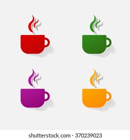 Sticker paper products realistic element design illustration coffee