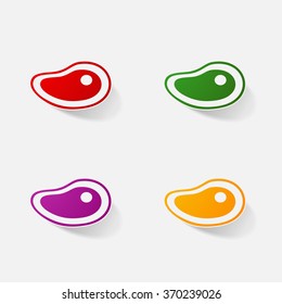Sticker paper products realistic element design illustration steak